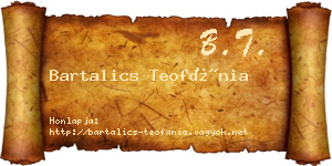 Bartalics Teofánia névjegykártya
